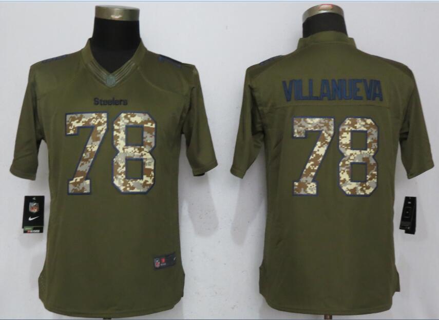 Women Pittsburgh Steelers #78 Villanueva Green Nike Salute To Service Limited NFL Jerseys->women nfl jersey->Women Jersey